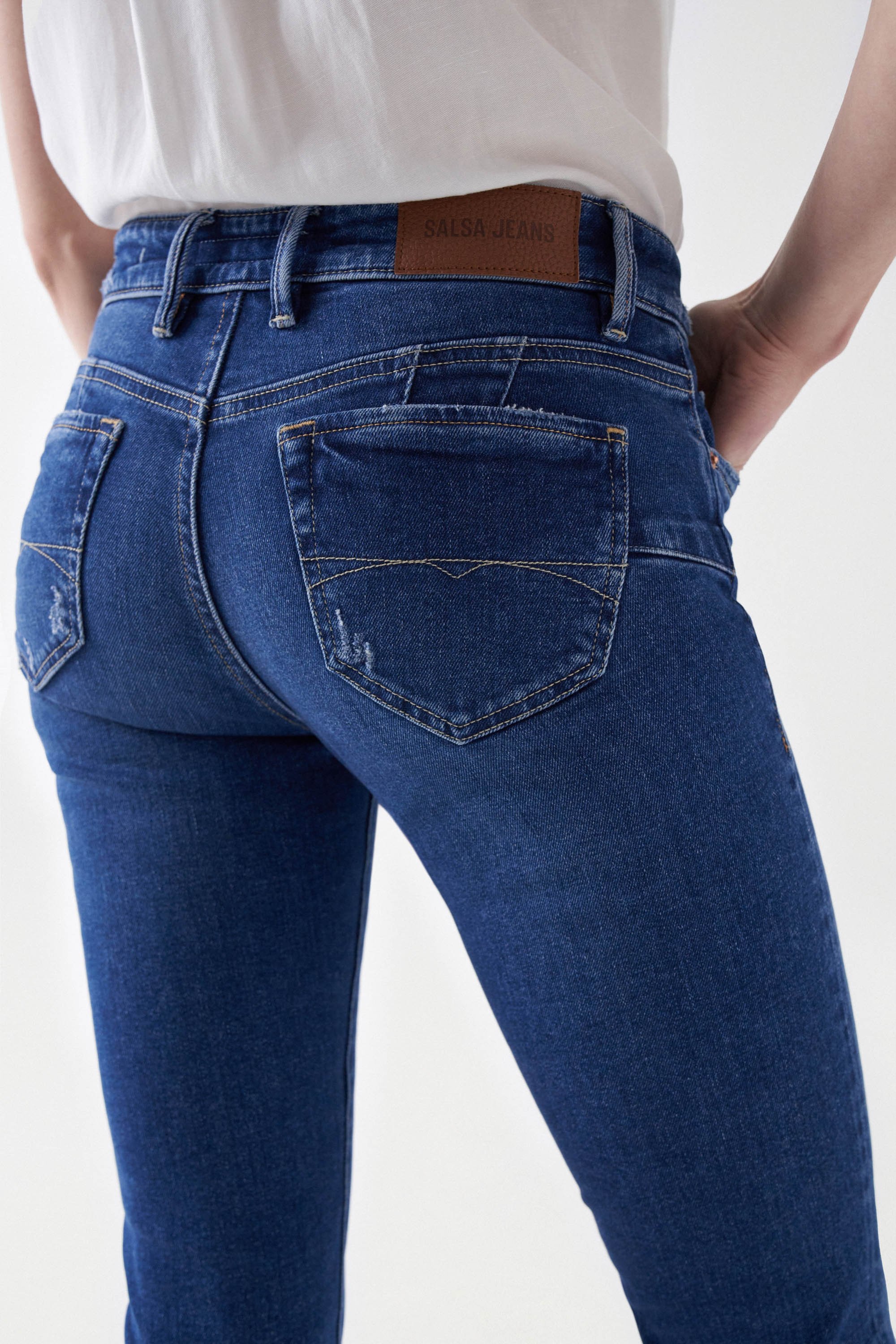 jeans femme salsa wonder dark wash crop slim