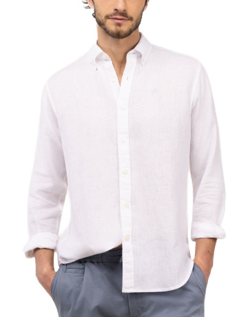 chemise homme  el ganso chemise lino garment dyed butto