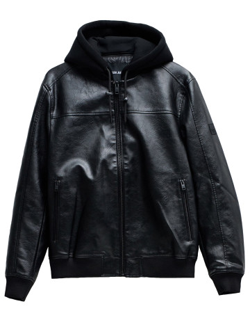 cazadora homme  salsa jeans hooded fake leather bomber jac