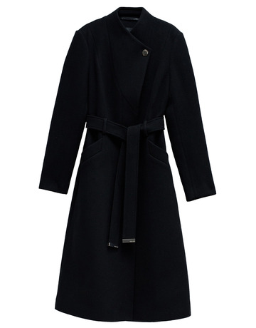 manteau femme  salsa long wool peacoat with belt