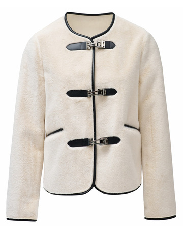 manteau femme  salsa jeans faux fur coat with clasp closu