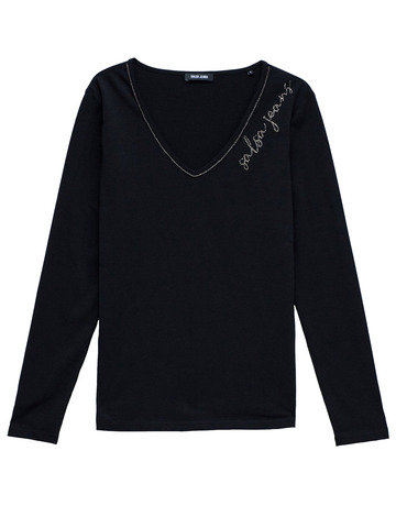 t-shirt femme  salsa jeans v-neck branding long sleeve
