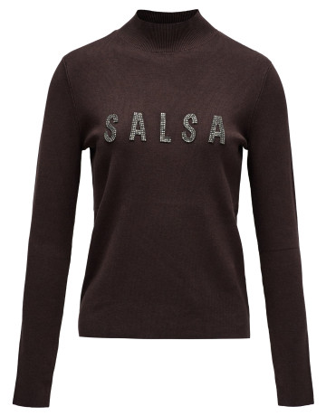 maillot femme  salsa jeans knitted turtleneck w/ crystal