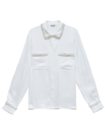 chemise femme  salsa jeans shirt with tweed detail