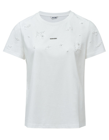 t-shirt femme  salsa jeans t-shirt w/ flower beads and se