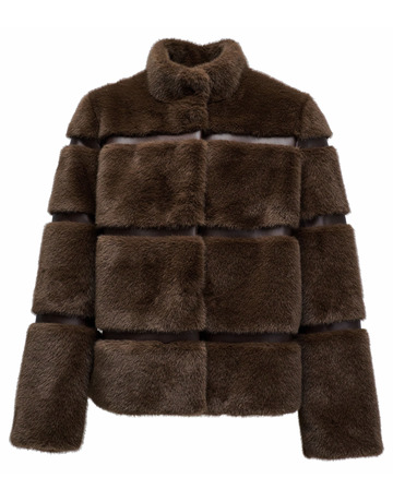 manteau femme  salsa jeans faux fur coat with pu sections