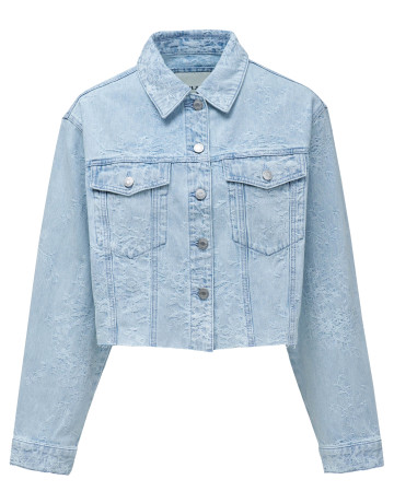 manteau femme  salsa jeans denim overshirt w/ jaquard