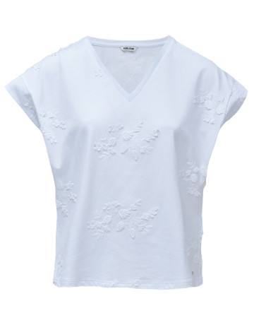 t-shirt femme  salsa jeans 3d flower embroidery t-shirt