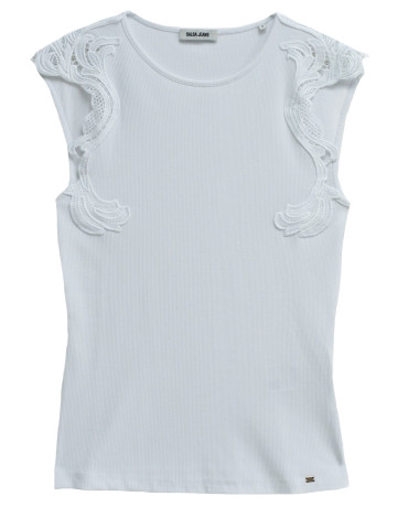 t-shirt femme  salsa jeans top with lace application