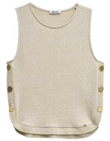 t-shirt femme  salsa jeans lurex knit top with buttons