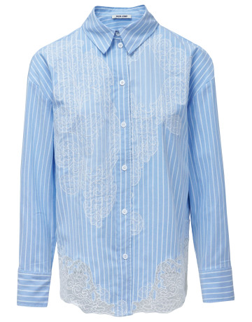 chemise femme  salsa jeans stripped shirt with lace detai