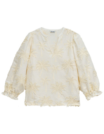 chemise femme  salsa jeans blouse with textured 3d fabric
