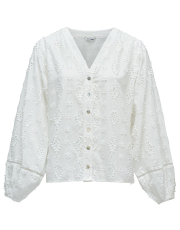 chemise femme  salsa jeans textured shirt with lace detai