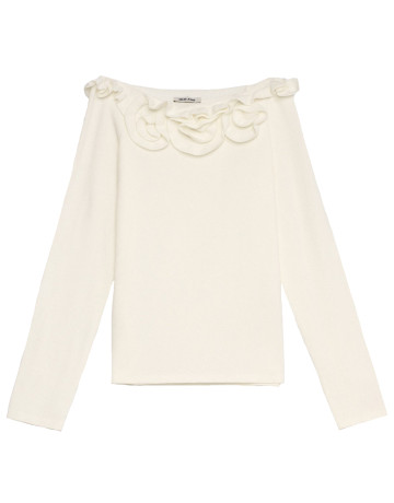 maillot femme  salsa jeans boat neck sweater w/ flowers a