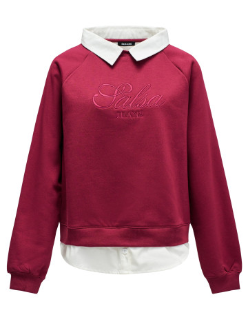 sweat-shirt femme  salsa jeans twofer sweatshirt with brandin