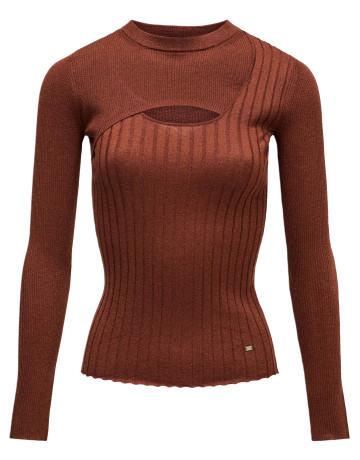 t-shirt femme  salsa jeans lurex knit long sleeve w/ fron