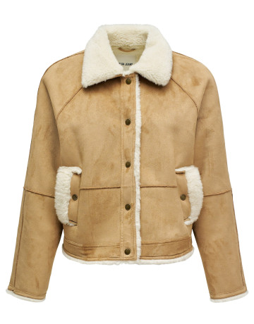 manteau femme  salsa jeans fake suede short shearling