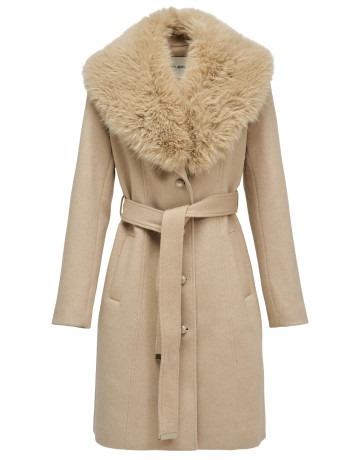 manteau femme  salsa jeans grace wool coat with fur