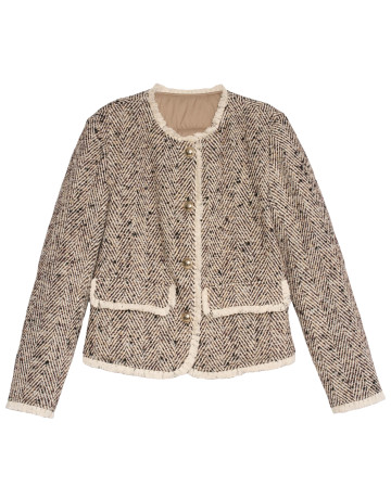 manteau femme  salsa jeans tweed wool jacket w/ padded li