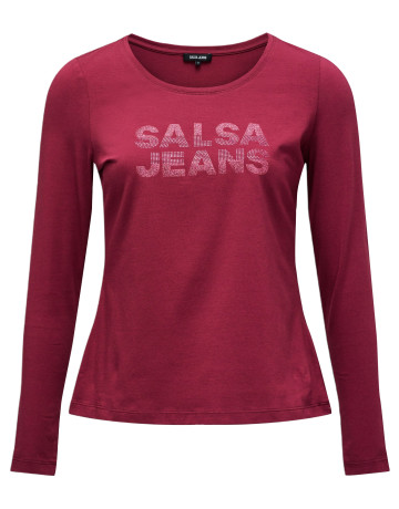 t-shirt femme  salsa jeans long sleeve with shimmery bran