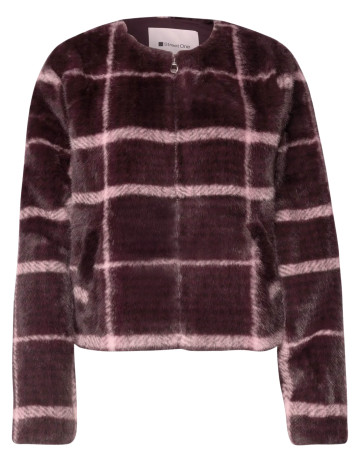 femme fake fur jkt w. check aop 37820