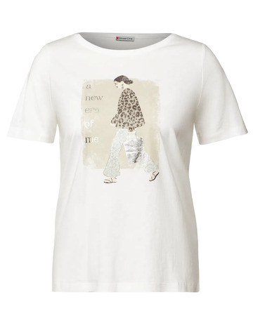 t-shirt femme  street lady partprint shirt