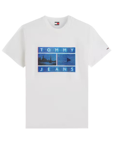 t-shirt homme  tommy hilfiger tjm reg photo flag ss tee