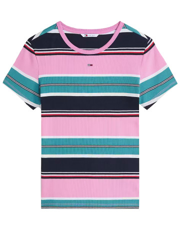 t-shirt femme  tommy hilfiger tjw slim essential rib ss