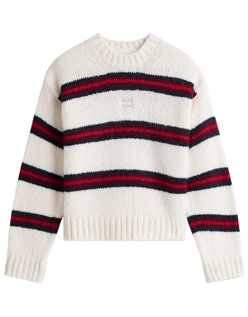 femme tjw badge stripe fluffy sweate ybh