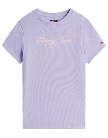 t-shirt femme  tommy hilfiger tjw slim ess logo 1 rib tee ex