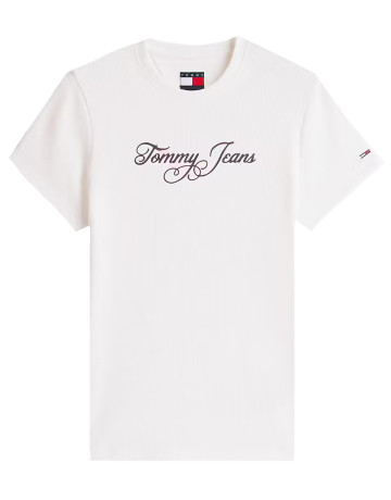t-shirt femme  tommy hilfiger tjw slim ess logo 1 rib tee ex