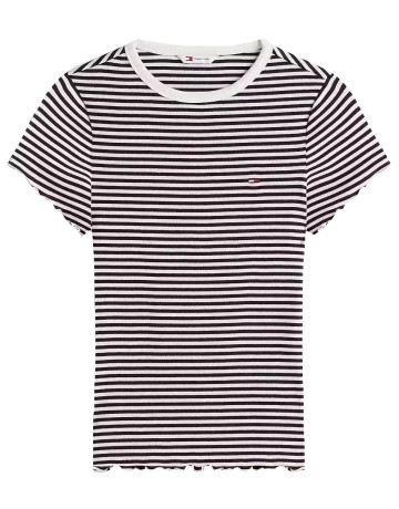 t-shirt femme  tommy hilfiger tjw slim lettuce edge rib ss