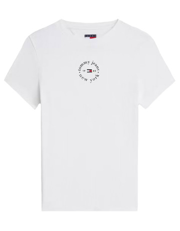 t-shirt femme  tommy hilfiger tjw slim ess logo2 rib tee ext