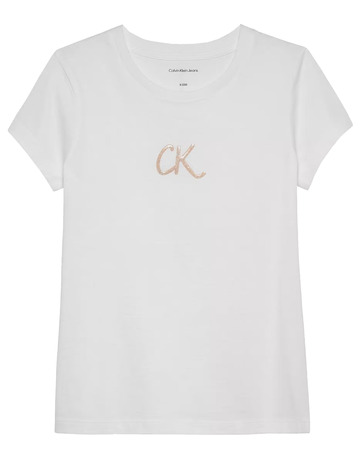 t-shirt fille  calvin klein glitter ck slim fit tee