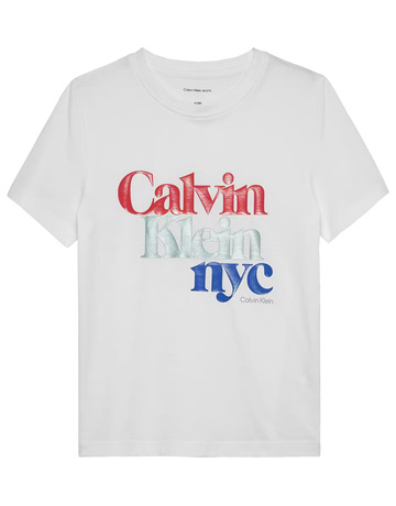 t-shirt fille  calvin klein pearl signature nyc regular te