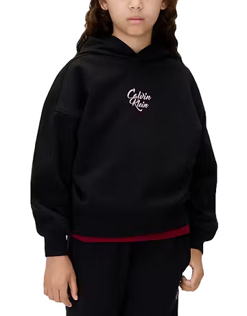 sweat-shirt fille  calvin klein script logo graphic terry hood