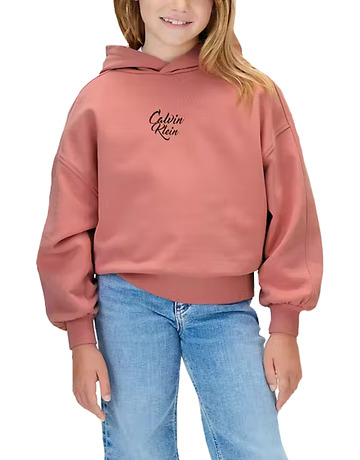 sweat-shirt fille  calvin klein script logo graphic terry hood