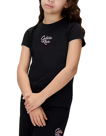 t-shirt fille  calvin klein script logo graphic ss t-shirt