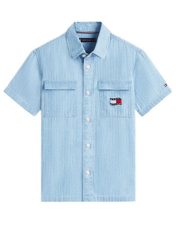 chemise garçon  tommy hilfiger wavy flag herringbone shirt ss