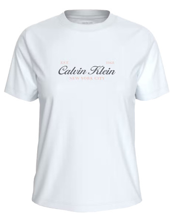 t-shirt femme  calvin klein w ss classic script two tone t