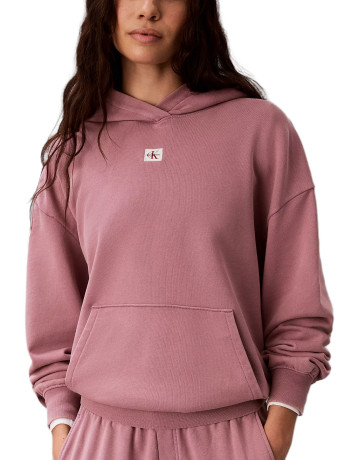 sweat-shirt femme  calvin klein w ls woven label terry po hood