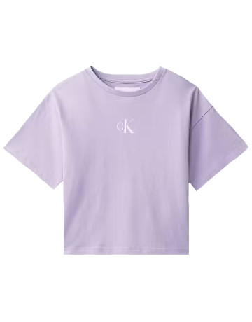 t-shirt fille  calvin klein g ck logo boxy t-shirt ss