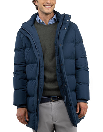 cazadora homme  el ganso manteau plumas largo azul