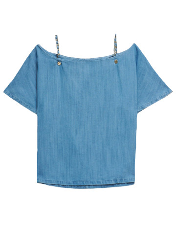 chemise femme  salsa jeans blouse w/ shoulder chain detai