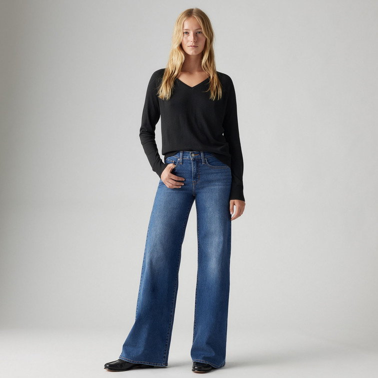 jeans femme  levi's 318 shaping wide leg clever gi