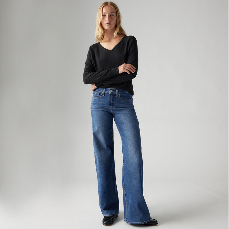 jeans femme  levi's 318 shaping wide leg clever gi