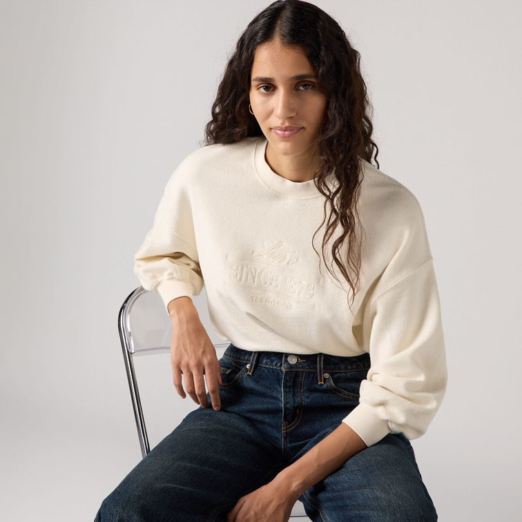 t-shirt femme  levi's gr leo crew 2.0 neutrals