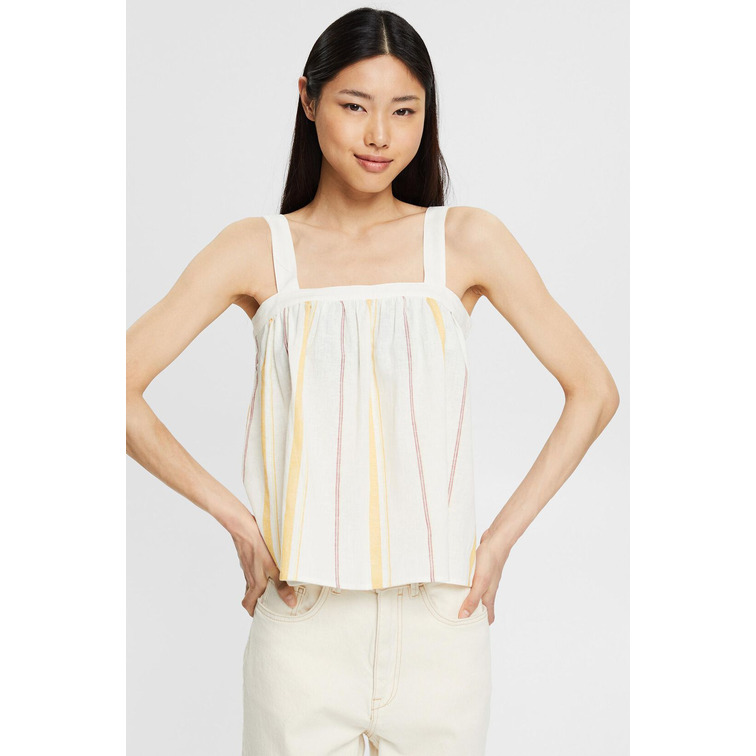 top a rayas en mezcla de lino femme ESPRIT