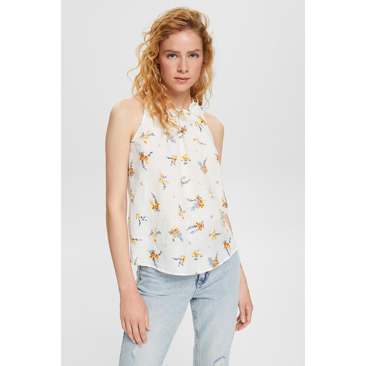 blusa con estampado floral en mezcla de lino femme ESPRIT