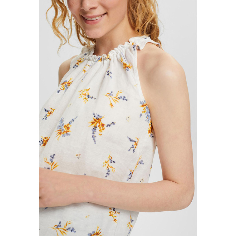 blusa con estampado floral en mezcla de lino femme ESPRIT